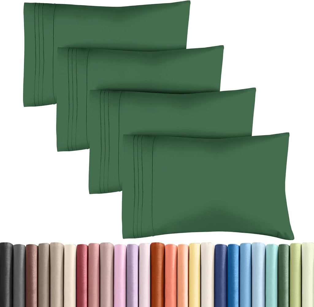 Queen Pillow Cases by [Brand Name] - Ultra Soft Hotel Quality Covers | Wrinkle-Free & Fade Resistant - 4-Piece Set in Emerald Green