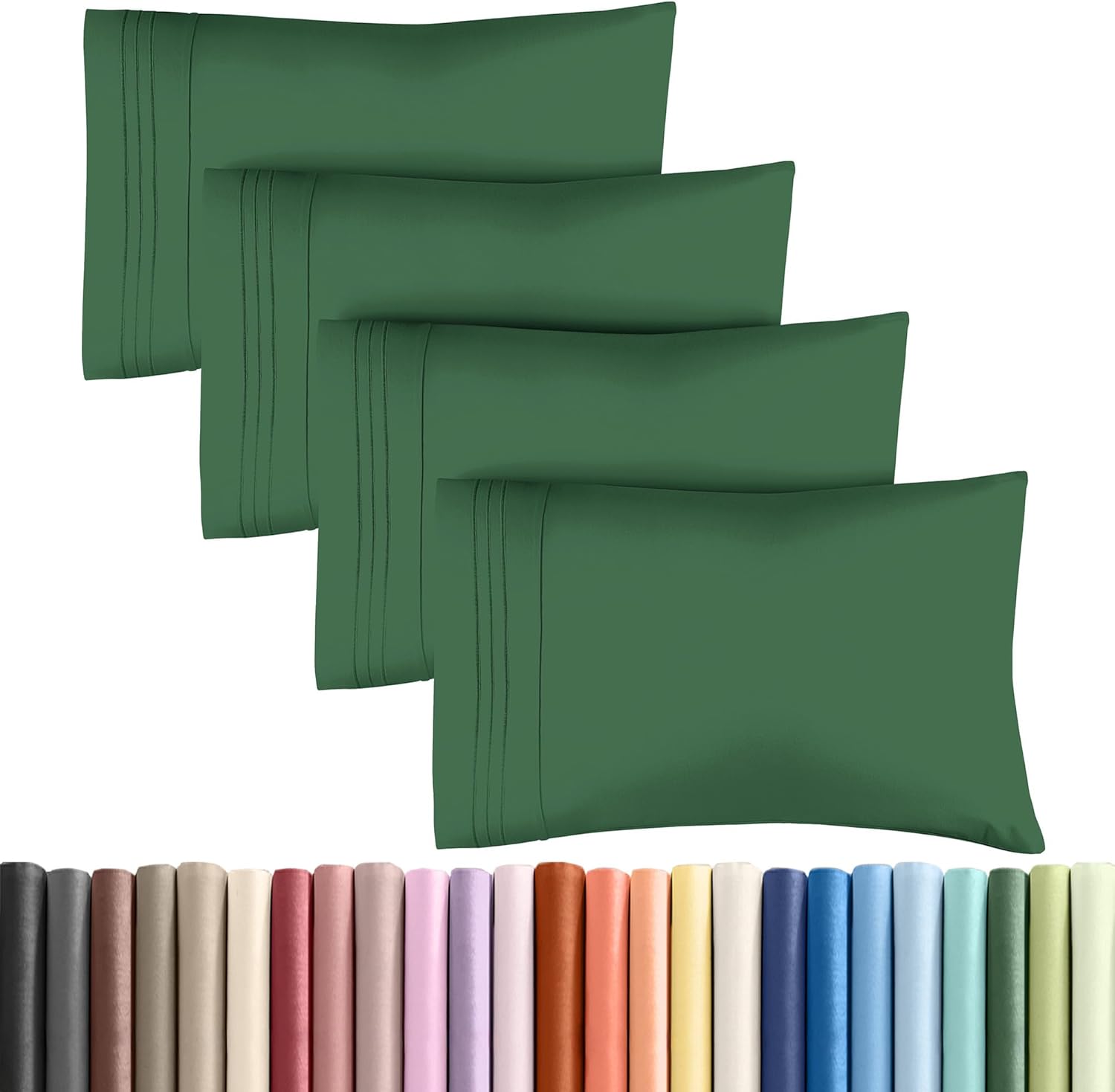 Queen Pillow Cases by [Brand Name] - Ultra Soft Hotel Quality Covers | Wrinkle-Free & Fade Resistant - 4-Piece Set in Emerald Green