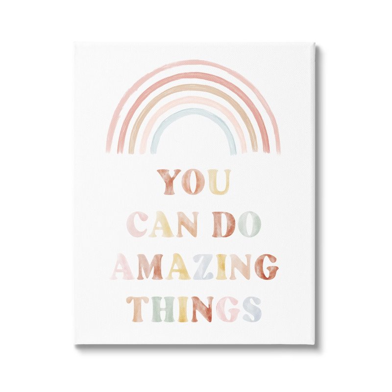 Stupell Industries Uplifting Pastel Rainbow Quote Canvas Wall Art, Design by Daphne Polselli