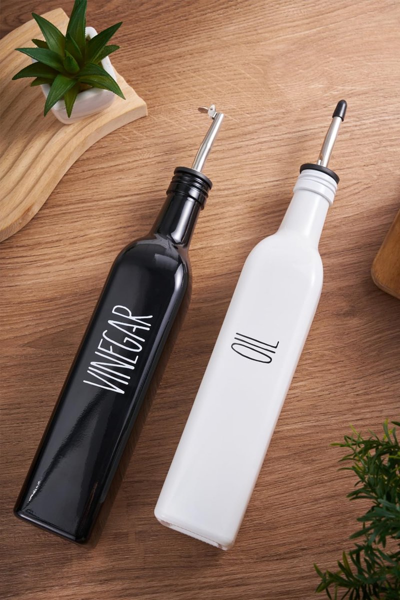 VICUKIE Oil Bottles For Kitchen, Olive Oil Dispenser Bottle, Oil Dispenser Bottle For Kitchen, Oil And Vinegar Dispenser, Cooking Oil Dispenser, Farmhouse Decor (1 black)