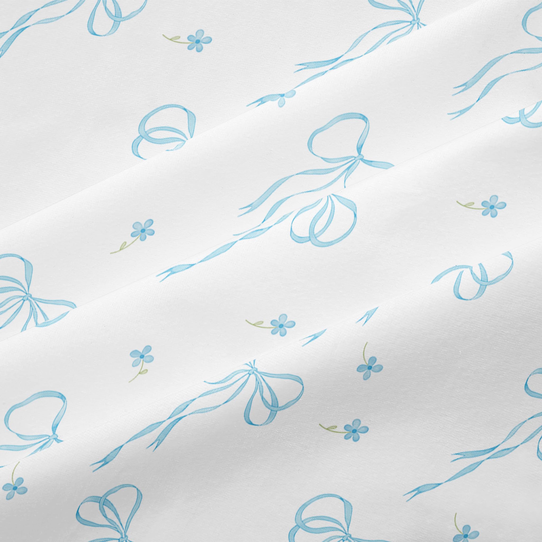 Bildenly Queen Comforter Set White - Light Blue Bow Comforter Set Queen Size, Quilt Bedding Set 3 Pieces, Soft & Lightweight Comforter(90‘’ x 90‘’) for Girl All Season & 2 Pillow Cases(30‘’x20‘’)