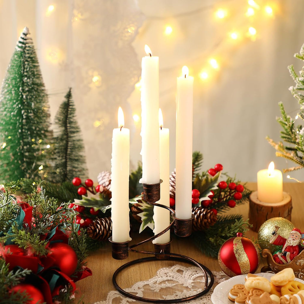 Sliner Christmas Advent Wreath Candle Holder - Rustic Metal Spiral Design | 3-Piece Centerpiece for Home & Church