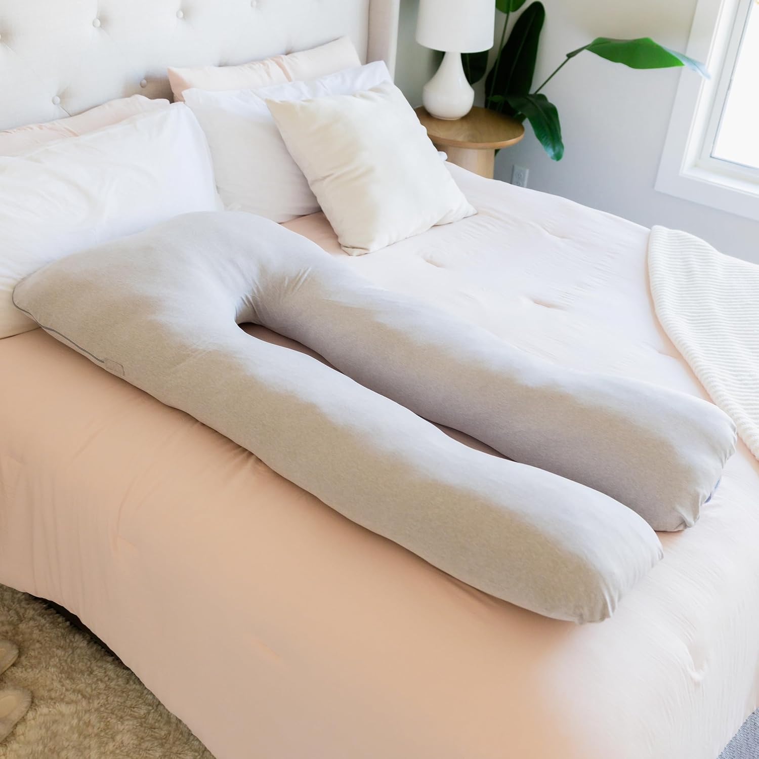 Regalo Premium U-Shaped Pregnancy Pillow - Ultra Soft Full Body Support for Sleeping & Feeding | Grey Removable Cover