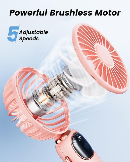 coldSky Portable Handheld Fan - 4000mAh Battery, 3-in-1 Design with LED Display & 5 Speeds | Ideal for Makeup & Personal Use