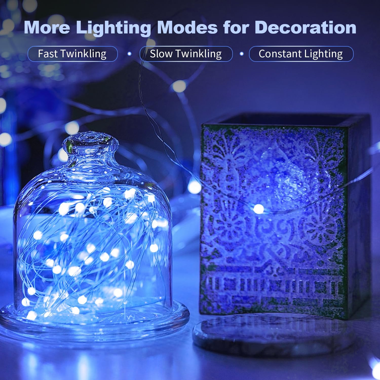 Skiennix 20 Pack LED Fairy Lights - Battery Operated, Waterproof Mini Twinkle String Lights for Weddings & Parties - 7FT, Blue