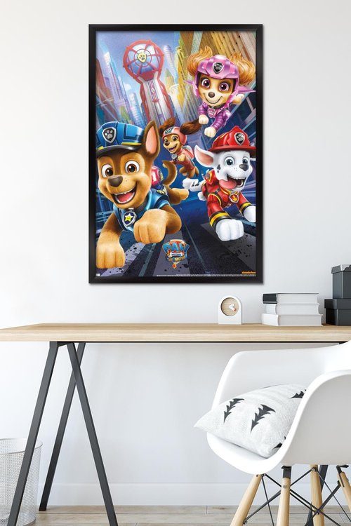 Nickelodeon Paw Patrol Movie - Action Wall Poster, 34L" x 22.4W", Black Framed Version