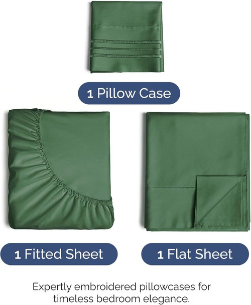 Comfy Twin Size 3 Piece Sheet Set by [Brand Name] - Breathable Cooling Bed Sheets | Luxury Hotel Quality - Deep Pockets, Soft & Wrinkle-Free - Emerald Green