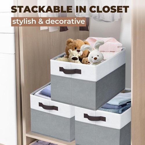Criusia Extra Large Storage Bins - 4 Pack 16x12in Fabric Organizers for Clothes, Toys & Blankets | Versatile Room Storage