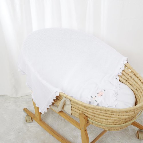 LAWKUL Baby Blanket 100% Traceable Cotton Knit Receiving Blankets Soft Swaddle for Newbron Boy Girls 40"x30" Pink Floral