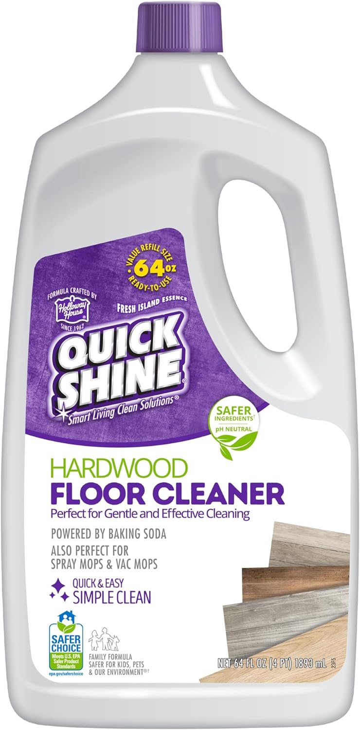 Quick Shine Hardwood Floor Cleaner 64oz - Streak-Free, No Rinse Formula | Ideal for Spray & Vac Mops