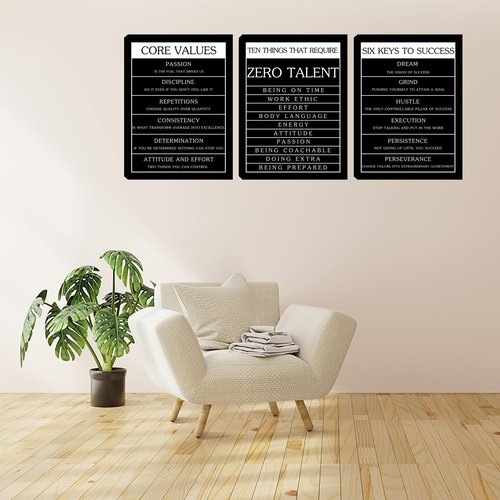 Motivational Office Wall Decor Inspirational Wall Art Set Pictures for Living Room Wall Decorations 3 Pieces Canvas Poster Wall Prints Framed Paintings Artwork Bedroom Art Wall Decor (48''W x 24''H)