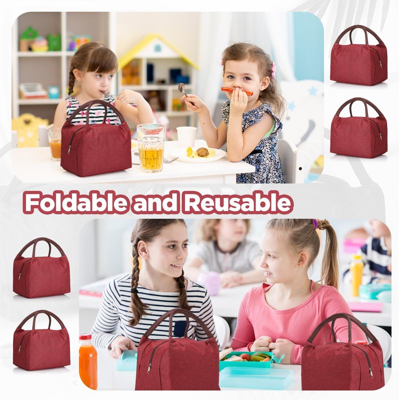 Chunful 24 Pcs Lunch Bags Bulk Insulated Reusable Lunch Bags Leakproof Tote with Aluminum Foil Interior Waterproof Thermal Tote for Women Adult Office Work Back to School Employees Picnic(Gray)