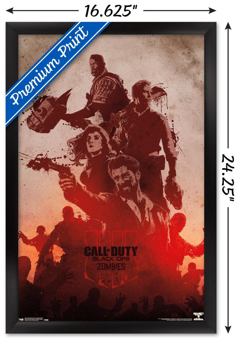 Trends International Call of Duty: Black Ops 4 - Zombie Graphic Wall Poster, 14.725" x 22.375", Black Framed Version