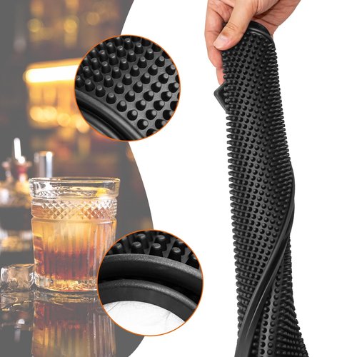 2 Packs Bar Mats 24 " x 3 " With Absorbent Towel,Bar Matts,Non-Slip Bar Service Spill Mat,Coffee Mat for Home Bar,For Cocktail Bartender Restaurant Kitchen Counter Top Cup Barber Station Mats