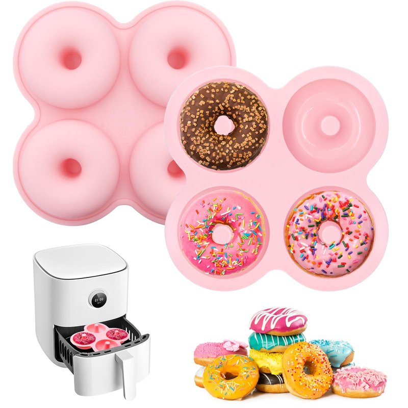 YINARONG 2 Pcs Air Fryer Donut Mold,Donut Pan,Reusable Donut Molds, Silicone doughnut mold, Cavity Non-Stick Bagel Pan,Air Fryer Accessories, Donut Pan for Baking