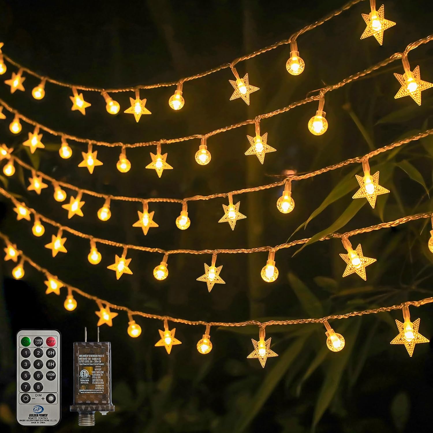 Skiennix Crystal Globe & Star String Lights - 72 FT 160 LED Fairy Lights with Remote & Timer | Waterproof for Indoor/Outdoor Use