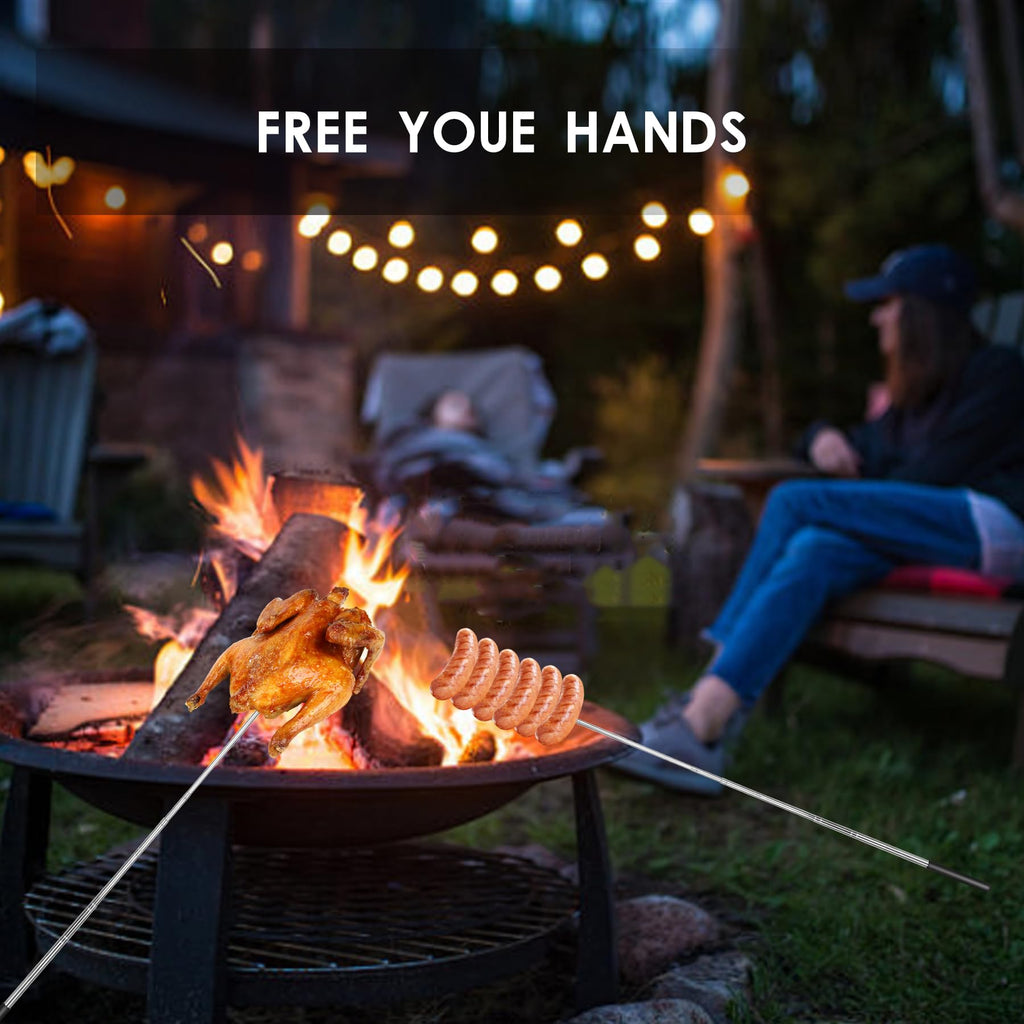 49” Large Fork Head Hot Dog Sticks for Campfires, Extra Long Telescoping Marshmallow Roasting Sticks for Fire Pit, Smoking Sticks for Bonfires,Compatible with Solo Stove, Camping Accessories，4 Pack