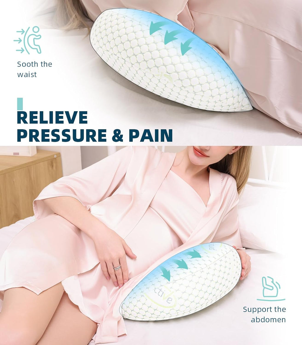 Oternal Pregnancy Pillow - Comfortable Maternity Support for Side Sleepers | Adjustable Cover, Back & Belly Relief