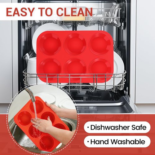 CAKETIME Jumbo Silicone Muffin Pan - Non-Stick 6 Cup Design | BPA Free for Baking Giant Muffins & Cupcakes