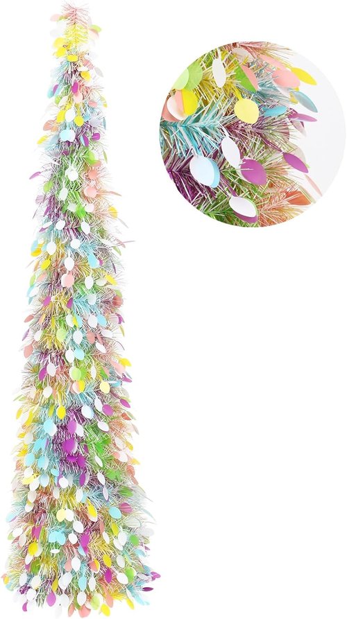 JIALEIXI 5ft Christmas Pencil Tree - Festive Egg Decorations for Home Party & Holiday Decor