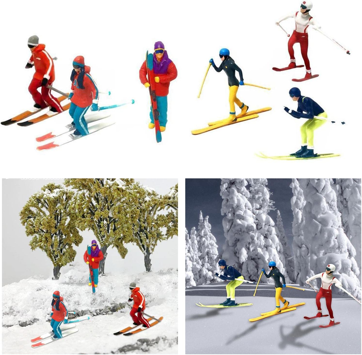 Skiennix Miniature Skiing Figures - 6Pcs Hand-Painted Accessories for DIY Projects & Decor