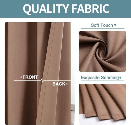 ChrisDowa Small Window Curtains - Thermal Insulated Grommet Room Darkening Panels, 29 x 50 Inch, Cappuccino (2 Pack)