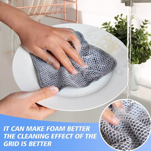 KinHwa Microfiber Dish Cloths - Absorbent & Quick-Dry Kitchen Washcloths | 9-Pack Gray (7"x7")