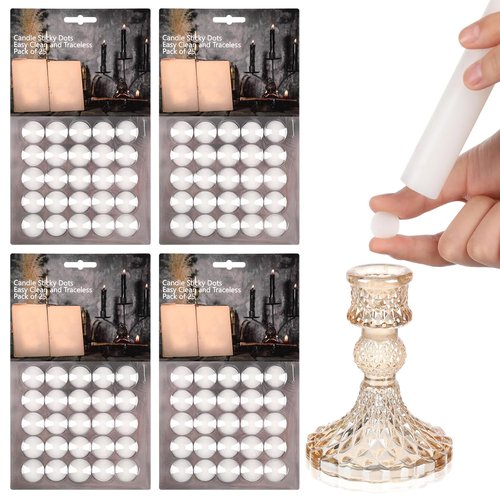 LemonRoad 100 Pcs White Wax Candle Adhesive Dots - Secure Taper Holders for DIY Events