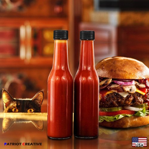 PATRIOT CREATIVE Woozy Bottles Empty 12 Oz Complete Sets of Premium Commercial Grade Clear Glass Dasher Woozy Bottle Shrink Capsule with Gold Tear Tab Leak Proof Screw Cap (Black 12 Sets) - 12 oz