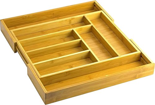 Home-it Expandable Cutlery Drawer Organizer - Adjustable Utensil Dividers for Kitchen Storage