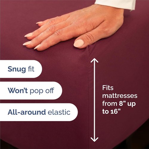 King Size 4 Piece Sheet Set - Ultra-Soft Cooling Bed Sheets for Luxurious Comfort - Deep Pockets, Wrinkle-Free - Oeko-Tex Certified - Burgundy