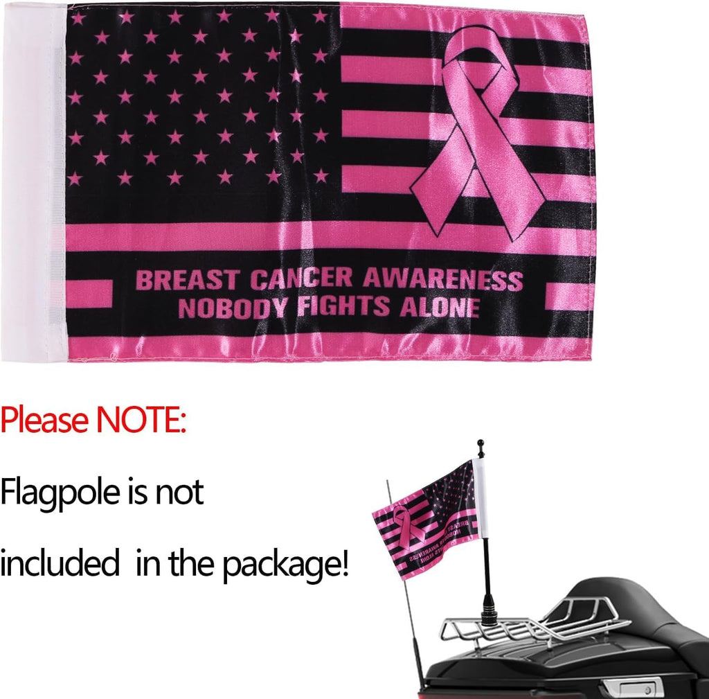 Rouge Motorcycle Flag - Double-Sided Breast Cancer Awareness Design | 6x10 Inch Satin Polyester