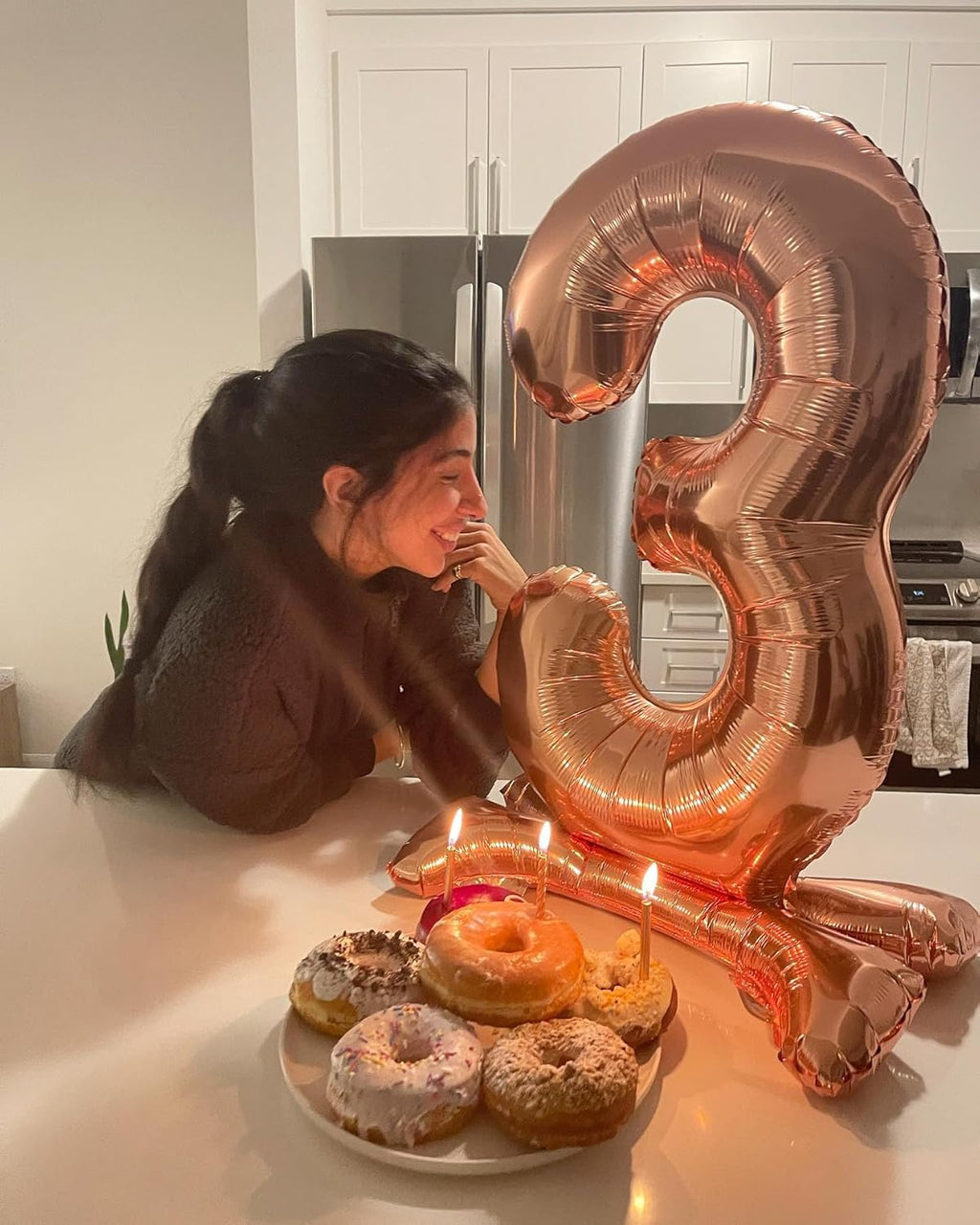 Rose Gold Number 3 Balloon - 40 Inch Birthday Decoration for Kids & Adults | Perfect for 3rd Birthday Parties