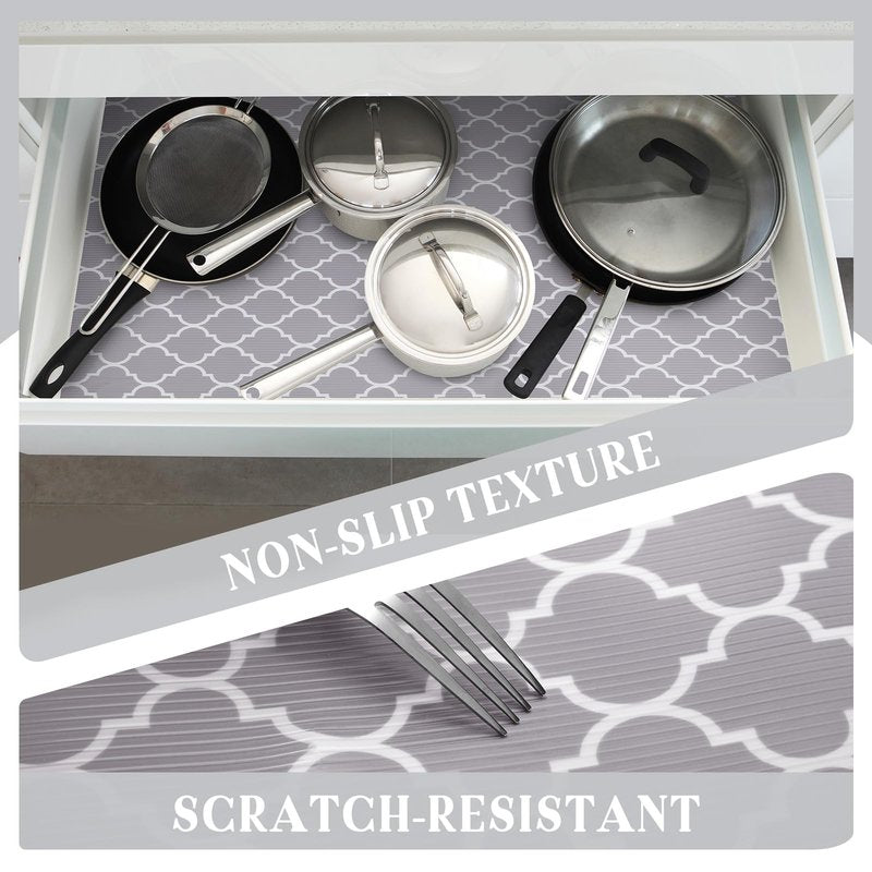 Glotoch Shelf Liner for Kitchen Cabinets Non Adhesive, 12" x20FT(240 Inch) Non Slip Drawer Liners, Waterproof Shelf Paper Closet Liners for Refrigerator Gray
