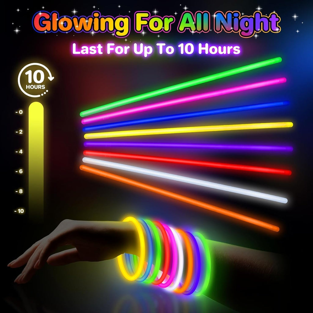 SpringFlower Glow Sticks - 100 PCS Bulk Glow in the Dark Party Supplies | Light Sticks for Kids & Adults