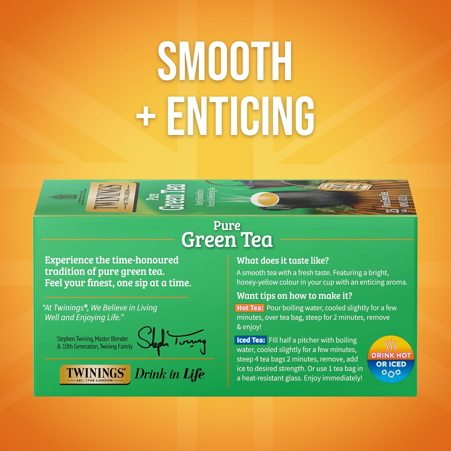 Twinings Pure Green Tea - Individually Wrapped Bags, Smooth Flavor & Enticing Aroma | 150 Count