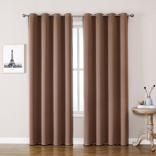 ChrisDowa Blackout Curtains - Room Darkening Thermal Insulated Grommet Panels | 120 Inches Long, Cappuccino (2 Panels)