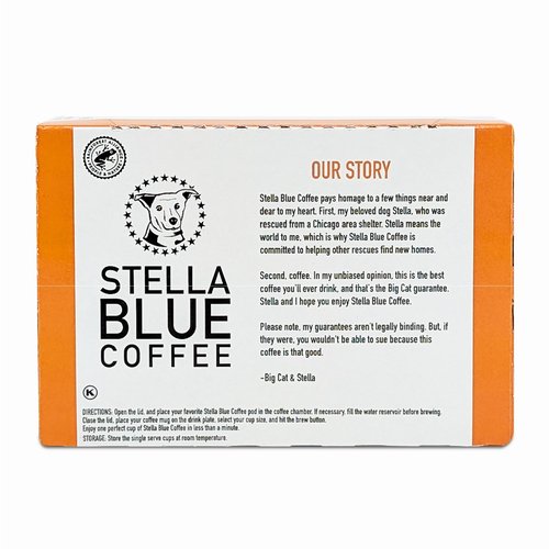 Stella Blue Coffee Pods, Miss Peaches Blend, Medium Roast Citrus Caramel, Fruity Notes 100% Arabica Beans, Ethically Sourced from Central and South America, 12 Recyclable K Cup Compatible Pods