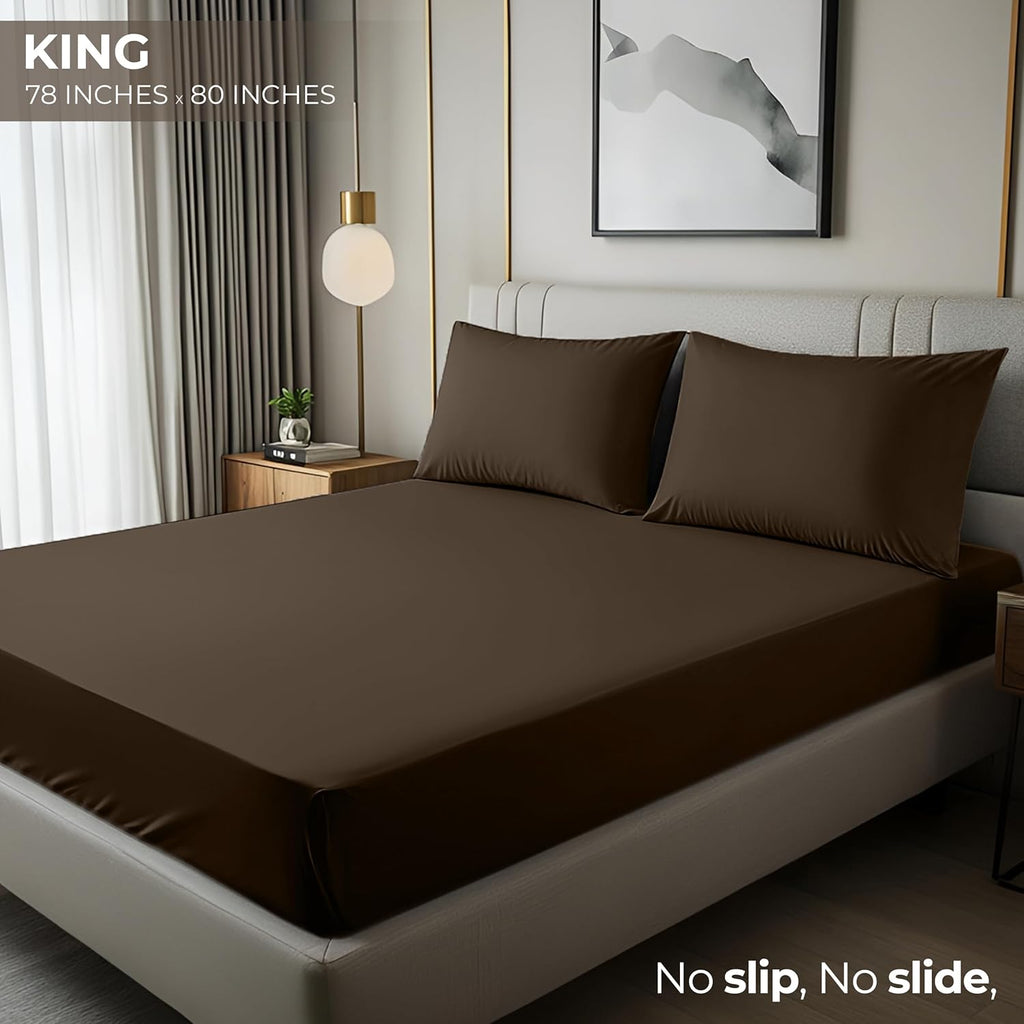 Utopia Bedding King Fitted Sheet - Soft Microfiber - Deep Pocket - Fade Resistant - Easy Care (Brown)