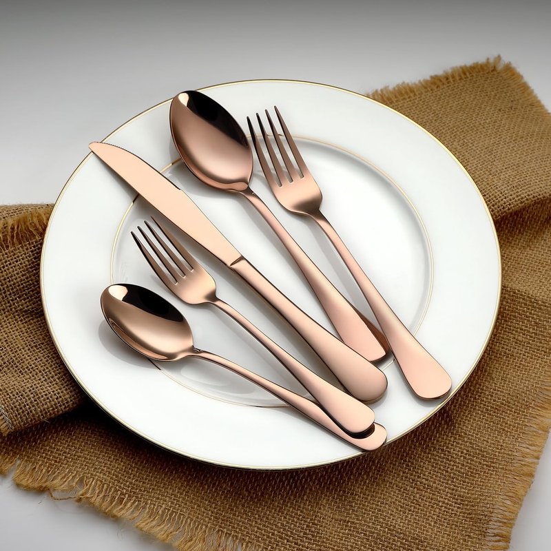 Rose Gold Salad Forks Set of 8, Stainless Steel Silverware Flatware Forks, Appetizer Dessert, 6.7 Inches, Mirror Finish and Dishwasher Safe