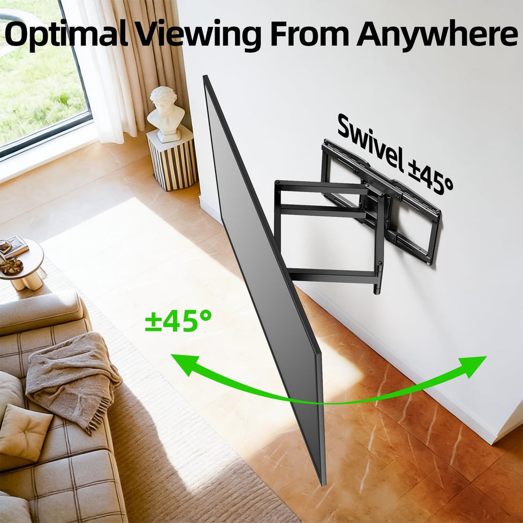 USX MOUNT 8" Full Motion TV Wall Mount - Heavy Duty Dual Arm Design for 32-120" TVs, Max VESA 800x600, Swivel & Tilt