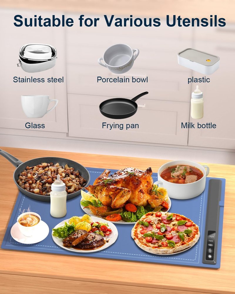Electric Warming Tray with Adjustable Temperature, Foldable Food Warmer for Parties Features 3 Modes & Fast Heating, Hot Plate for Buffet, Family Gatherings, Sabbath, Holidays