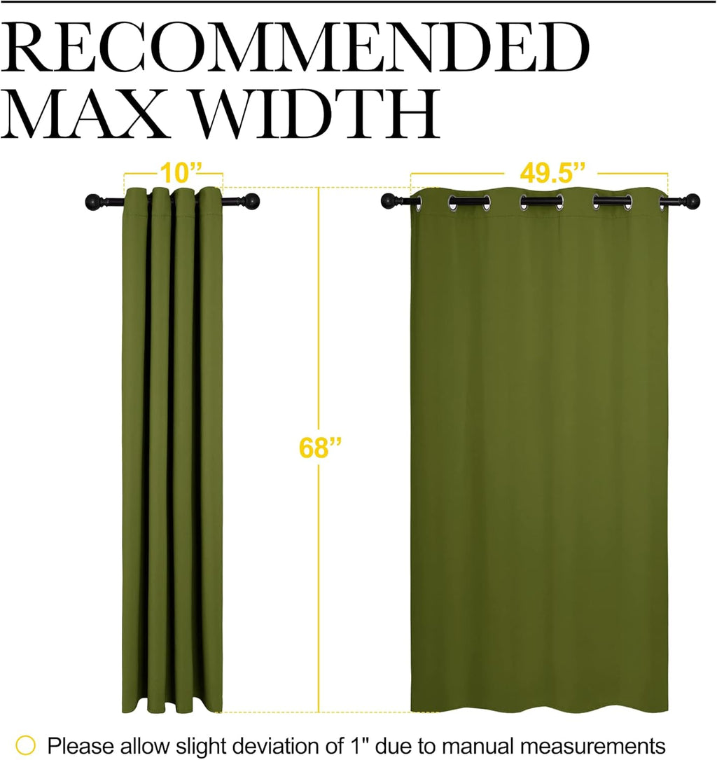 NICETOWN Blackout Curtain Panels - Thermal Insulated Draperies | Olive Green, 55 x 68 Inches (One Pair)