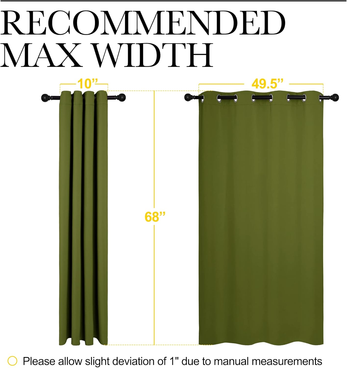 NICETOWN Blackout Curtain Panels - Thermal Insulated Draperies | Olive Green, 55 x 68 Inches (One Pair)