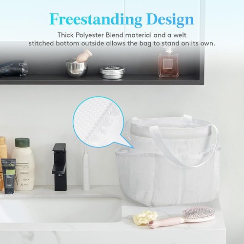 Lifewit Mesh Shower Caddy - Portable 7-Pocket Organizer for College Dorms & Travel | Quick Dry, White