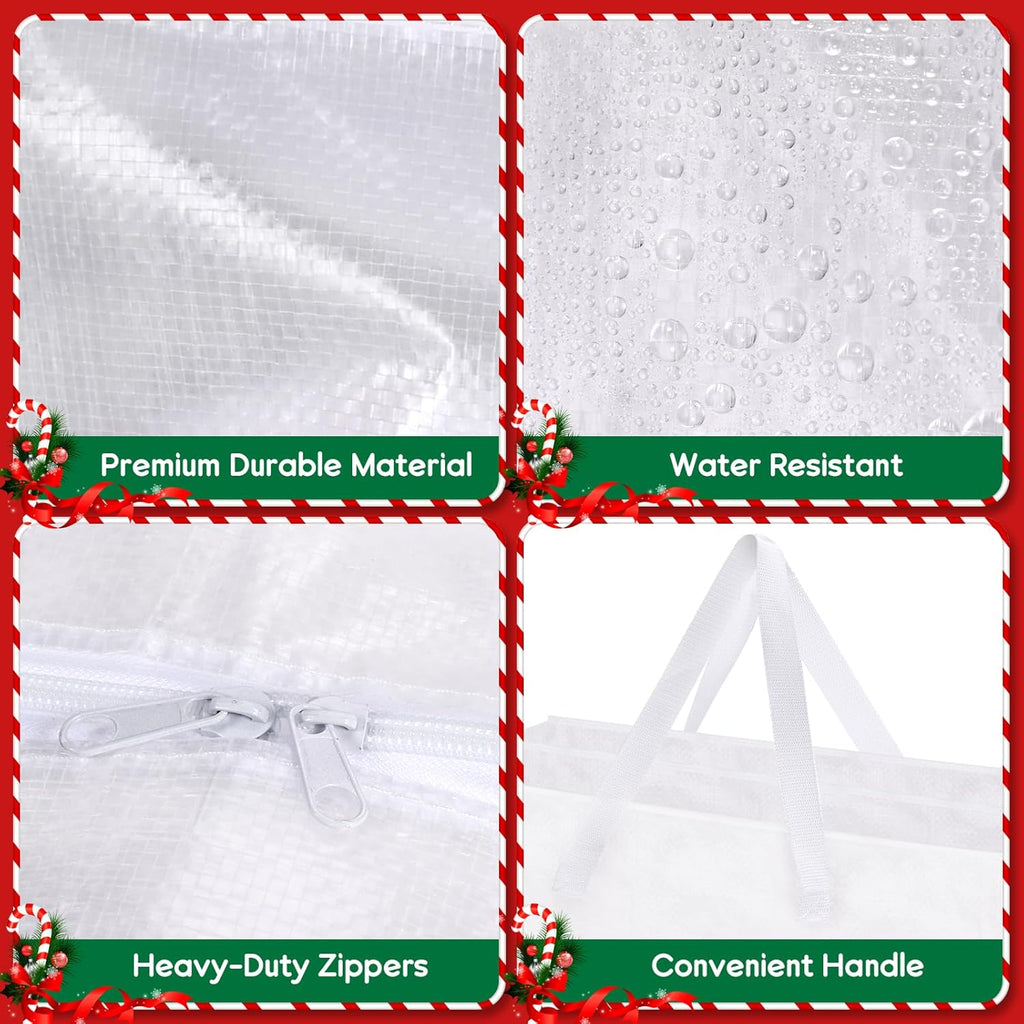 Skiennix 6PCS Christmas Wreath Storage Container - 25" Clear Bags with Handles & Zippers for Holiday Decor