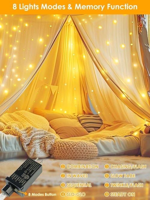 66Ft LED Fairy Lights by [Brand Name] - Waterproof Indoor & Outdoor String Lights with 8 Modes | Warm White for Christmas & Party Decor