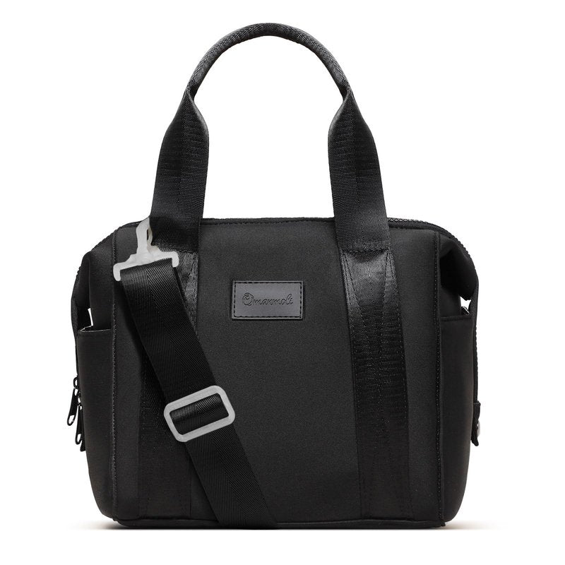 Omanmoli Insulated Lunch Bag Lunch Box for Women Large Neoprene Crossbody Lunch Tote Bag Cooler Bag for Work Picnic Travel with Adjustable Shoulder Strap(Black)