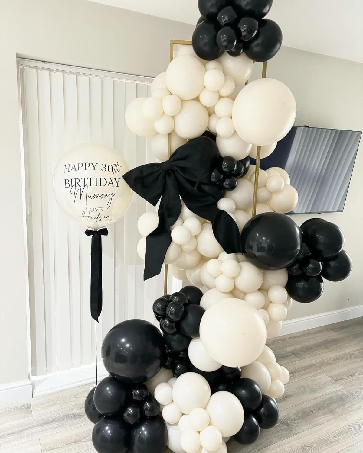 Skiennix 153-Piece Black & Sand White Balloon Garland Arch Kit - 18", 12", 10", 5" Sizes for Birthday, Wedding & Party Decor