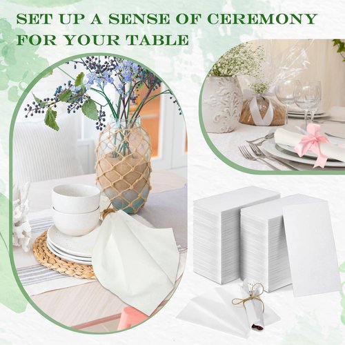 Colarr 600 Paper Hand Towels Bathroom Guest Towels, 12" x 17" Disposable Paper Napkins Guest Decorative Dinner Hand Napkin for Wedding Holiday Cocktail Party (White)